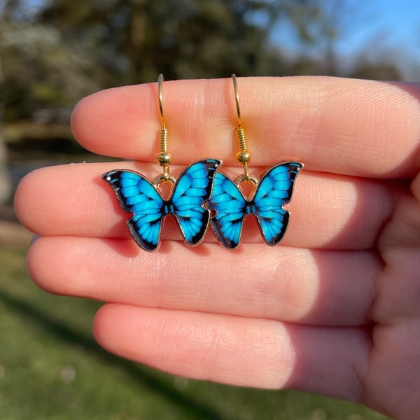 Blue Butterfly Earrings | Novelty Earrings | Unique Earrings | Fun Earrings | Pretty Earrings