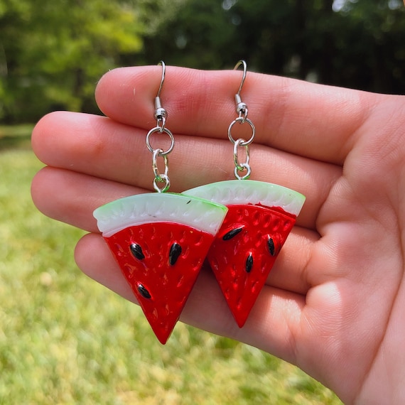 Thick Watermelon Slice Earrings Novelty Earrings Unique Earrings
