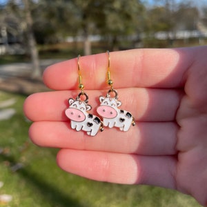 Cute Cow Dangle Earrings | Novelty Earrings | Unique Earrings | Fun Earrings | Cute Earrings | Animal Earrings