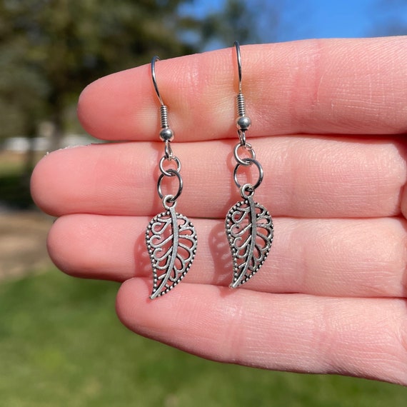 Small Filigree Feather Dangle Earrings Novelty Earrings Unique Earrings Fun Earrings Pretty Earrings Etsy