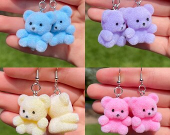 Teddy Bear Dangle Earrings | Novelty Earrings | Unique Earrings | Fun Earrings | Kawaii Earrings