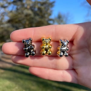 Metallic Gummy Bear Stud Earrings | Novelty Earrings | Unique Earrings | Fun Earrings