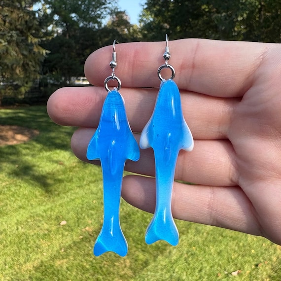 Gummy Style Shark Dangle Earrings | Novelty Earrings | Unique Earrings | Funny Earrings | Statement Earrings | Shark Earrings