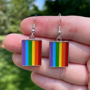 Pride Flag Dangle Earrings | Pride Earrings | Novelty Earrings | Unique Earrings | Fun Earrings | Gay Pride Earrings