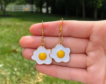 Fried Egg Dangle Earrings | Poached Egg Dangle Earrings | Novelty Earrings | Unique Earrings | Fun Earrings