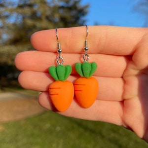 Cute Carrot Dangle Earrings | Novelty Earrings | Unique Earrings | Fun Earrings | Food Earrings | Kawaii Earrings