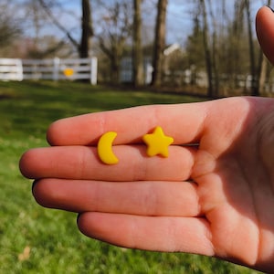Moon and Star Stud Earrings | Novelty Earrings | Unique Earrings | Fun Earrings | Mini Earrings