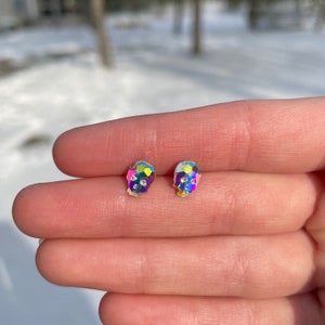 Tiny Crystal Skull Stud Earrings | Halloween Earrings | Unique Earrings | Fun Earrings