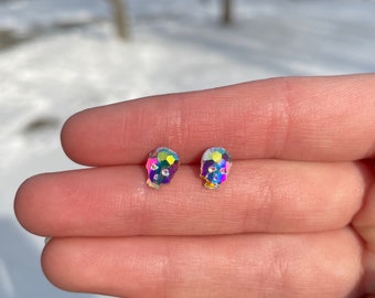 Tiny Crystal Skull Stud Earrings | Halloween Earrings | Unique Earrings | Fun Earrings