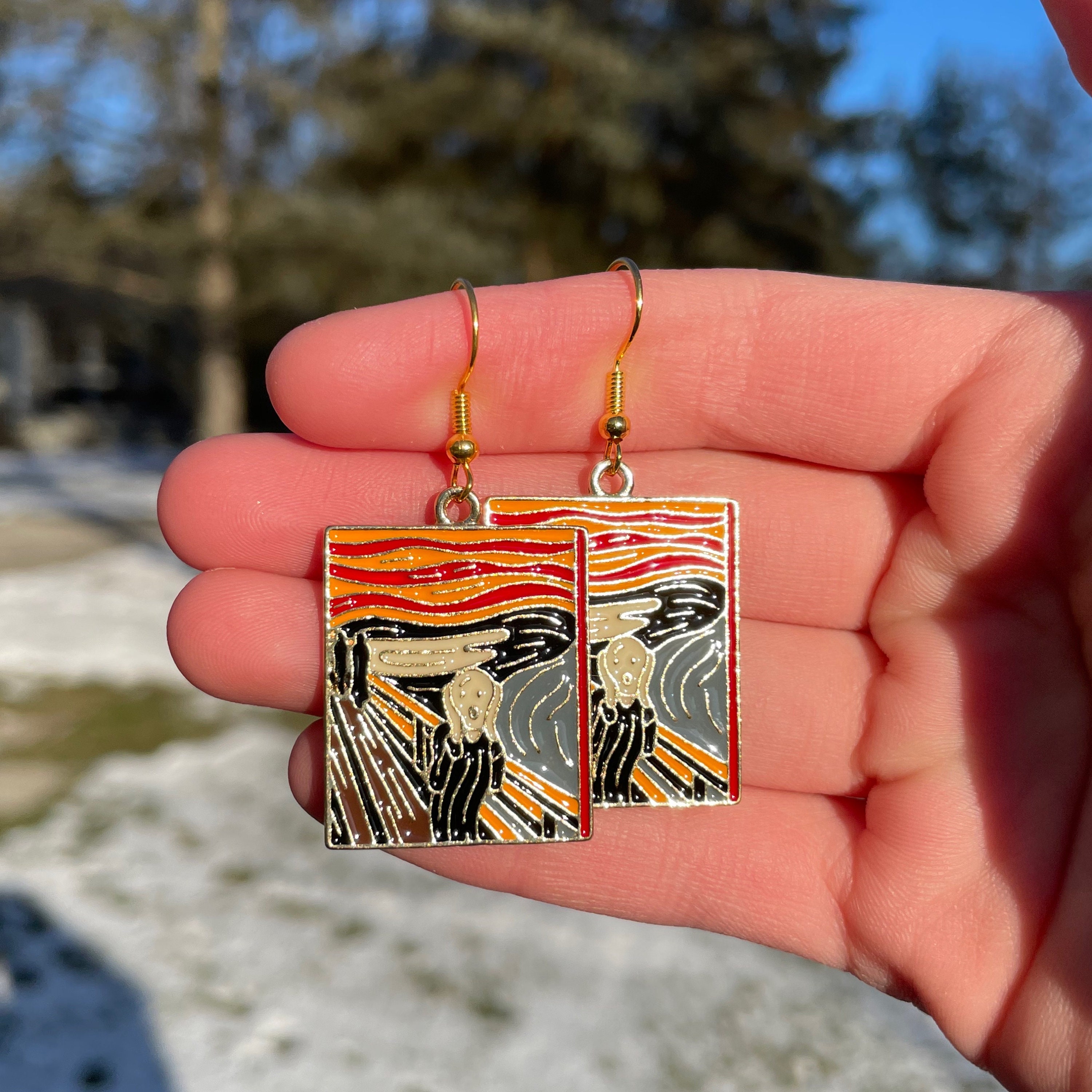 ❤️Buy 2 FREE SHIPPING❤️Enamel Famous Paintings Earrings | Novelty Earrings | Unique Earrings | Fun Earrings | Quirky Earrings | Art Earrings