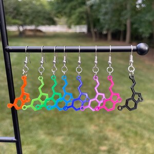 Colorful Serotonin Molecule Earrings | Novelty Earrings | Unique Earrings | Happy Earrings | Teacher Earrings | Science Earrings | STEM Gift