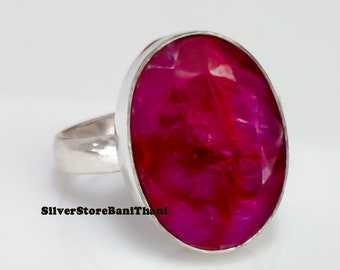 Handmade Sterling Silver Ruby Ring: Boho Gemstone Statement Ring