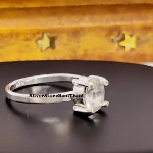 Anillo de plata esterlina con topacio blanco: anillo bohemio hecho a mano