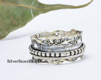 Sterling Silver Spinner Ring: Handmade Boho Meditation Ring