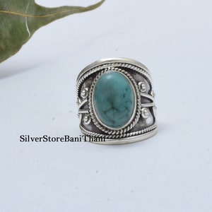 Handmade Sterling Silver Turquoise Ring: Boho Statement Jewelry