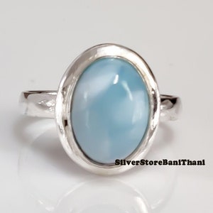 Larimar Ring, 925 Sterling Silver Ring, Handmade Ring, Gemstone Ring, Statement Ring ,Natural Ring, Silver Jewelry ,new year gifts