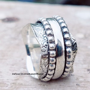 Spinner Ring, 925 Sterling Silver Ring, Meditation Ring, Solid Silver Jewelry, Worry Ring, Anxiety Ring, Handmade Ring Jewelry, Gift For Her