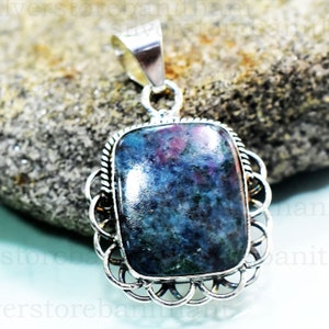 Ruby In Kyanite Pendant, 925 Sterling Silver Pendant, Stone Pendant, Genuine Stone, Bohemian Pretty Pendant, ,Gift Pendant