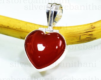 Natural Red Coral Pendant, 925 Sterling Silver Pendant, Stone Pendant, Genuine Stone, Bohemian Pendant,Gift Pendant, Handmade Pendant
