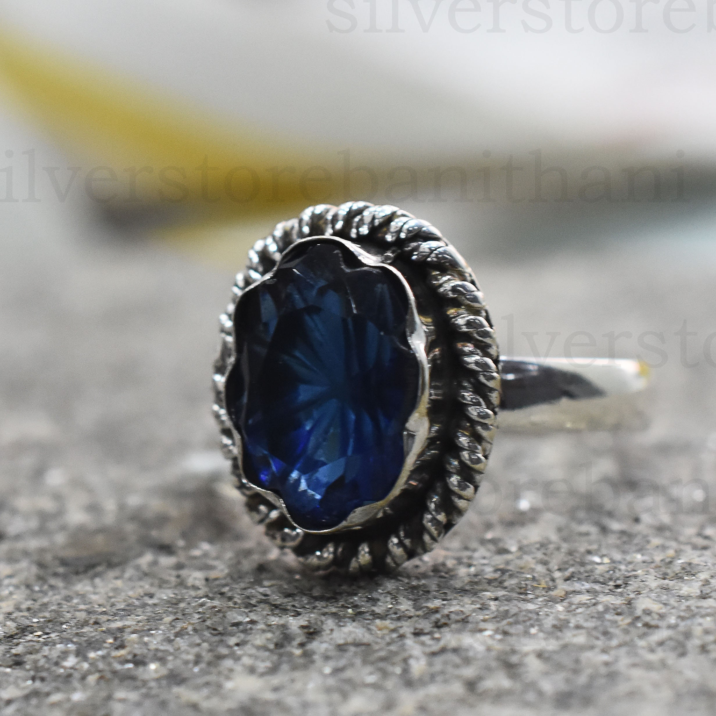 Anello Trillion Tanzanite: Argento Sterling 925, Pietra Preziosa Coltivata In Laboratorio - Italia - Foto 3