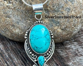 Handmade Santa Rosa Turquoise Earrings In 925 Sterling Silver - 1.85 Inch Drop Dangle Earrings 3 thumbnail image