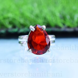 Handmade Garnet Ring: 925 Sterling Silver Band Ring