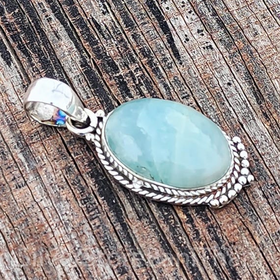 Bellitia Collana In Argento 925 Con Acquamarina Naturale - Pendente Elegante Per Donna, Regalo Per San Valentino, Compleanno, Anniversario