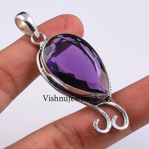 Purple Amethyst Gemstone 925 Sterling Silver Pendant, Antique Amethyst Pendant, Women Jewelry, Handmade Pendant Jewelry, Gifts For Her