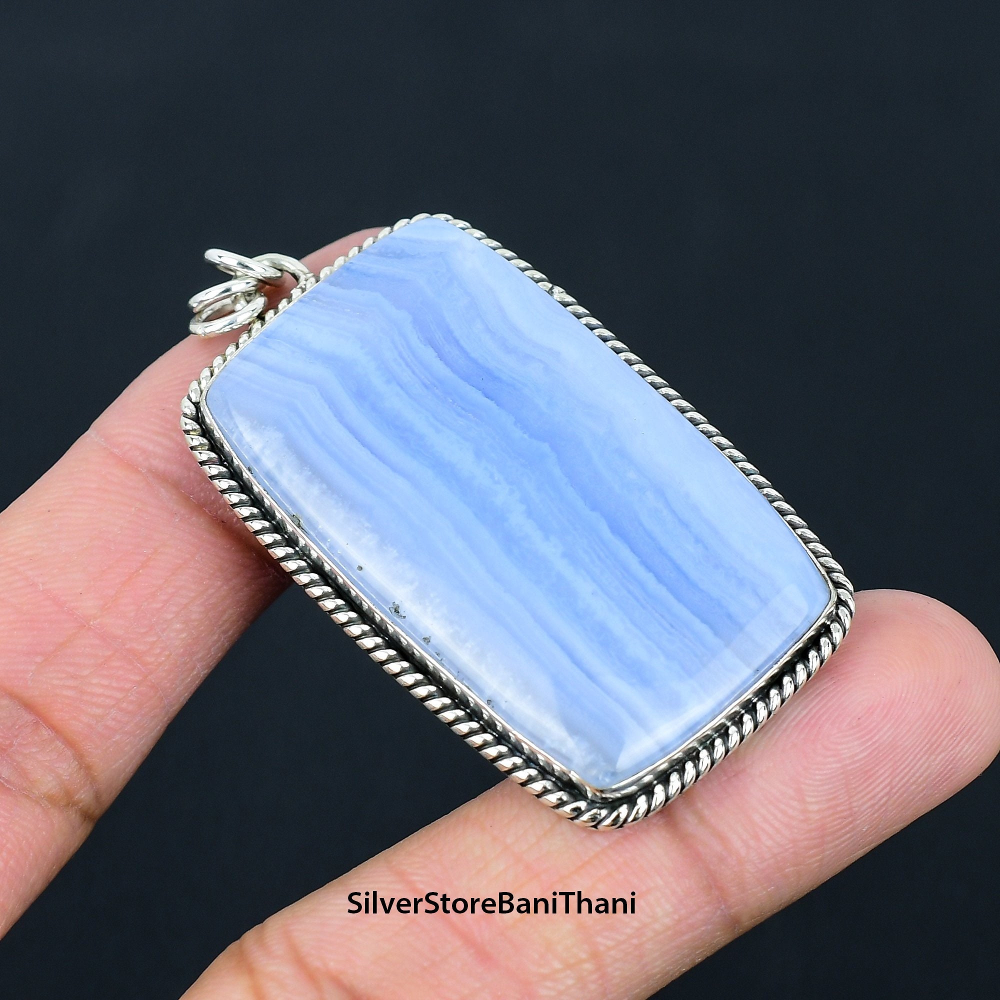 ブルーレースアゲート 925 スターリングシルバーペンダント - Etsy 日本