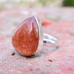 Mooie natuurlijke zonnesteenring, 925 sterlingzilveren ring, handgemaakte ring, mooie ring, Etsy-ring, gamestone-ring, trouwring
