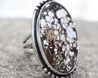 Wildes Pferd Jaspis Ring: Handgefertigtes 925 Sterling Silber Band