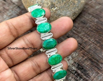Emerald Cuff: Handmade 925 Sterling Silver Designer Bracelet