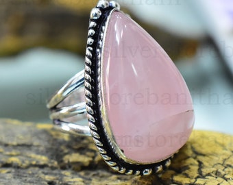 Handmade Peruvian Pink Opal Ring: Sterling Silver Band