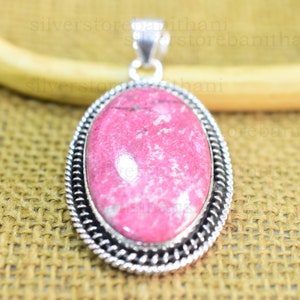 Natural High Quality Pink Thulite Pendant, 925 Sterling Silver Pendant, Stone Pendant, Genuine Stone, Bohemian Pretty Pendant, ,Gift Pendant