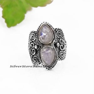 Moonstone Ring, 925 Sterling Silver Ring, Natural Gemstone Ring, Handmade Ring Jewelry, Gift For Her, Anniversary Ring, Statement Ring Gifts