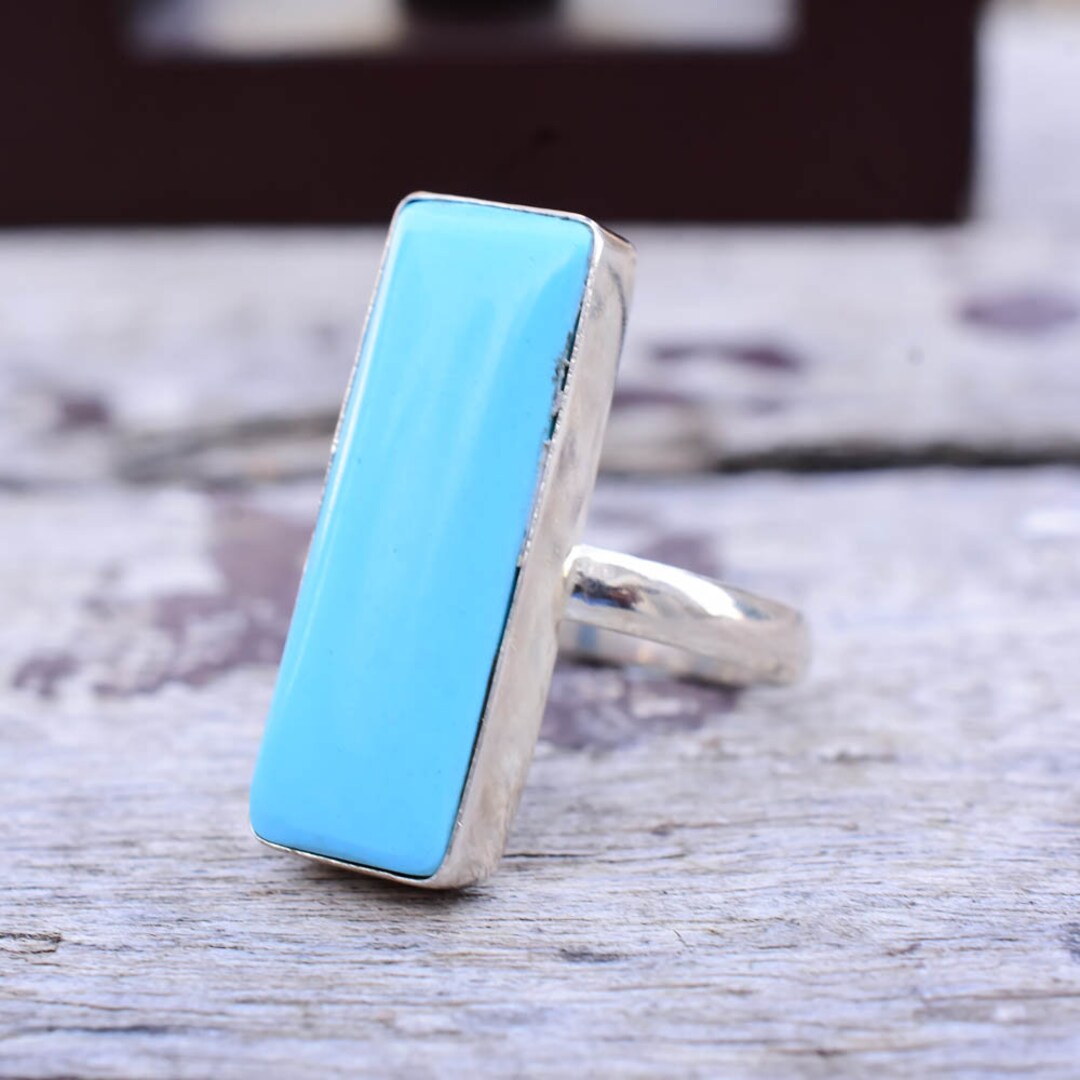 Sleeping Beauty Turquoise Ring: Handmade 925 Sterling Silver Band - Etsy