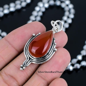 Carnelian Pendant, 925 Sterling Silver Pendant, Handmade Jewelry Pendant, Antique Pendant, Carnelian Gemstone, Purple Pendant, Gifts For Mom