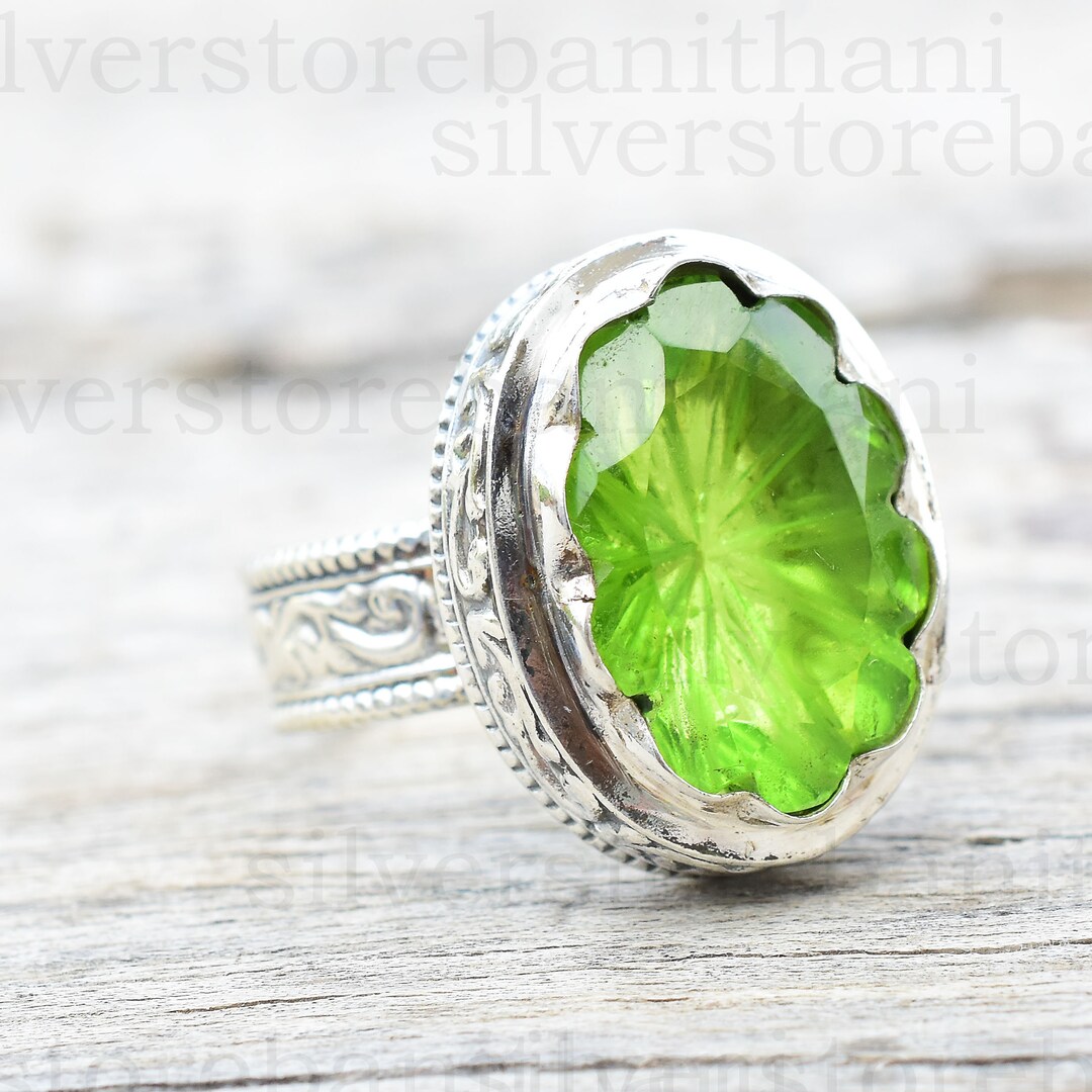 Peridot Gemstone Ring, 925 Sterling Silver Ring, Handmade Ring