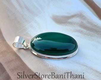 Handmade Malachite Pendant: 925 Sterling Silver Gemstone Jewelry