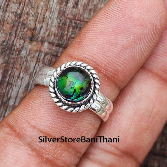 Australian Triplet Opal Ring: Handcrafted 925 Sterling Silver