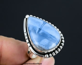 Blue Opal Ring: Handmade 925 Sterling Silver Gemstone Jewelry