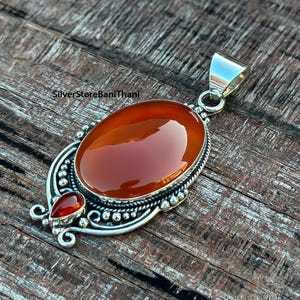 Carnelian Silver Pendant 925 Sterling Silver Carnelian Gemstone Pendant Silver Jewelry Designer Carnelian Pendant Gifts For Love Christmas