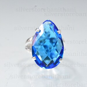 Blue Topaz Gemstone 925 Sterling Silver Ring Birthstone 925 Solid Sterling Silver Ring Blue Topaz Women Gemstone Blue Topaz Rings For Her