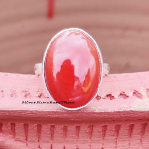 Genuine Carnelian Ring, 925 Sterling Silver Ring, Genuine Stone Ring, Natural Ring, Women Jewelry, Engagement Ring, Gift For Wedding