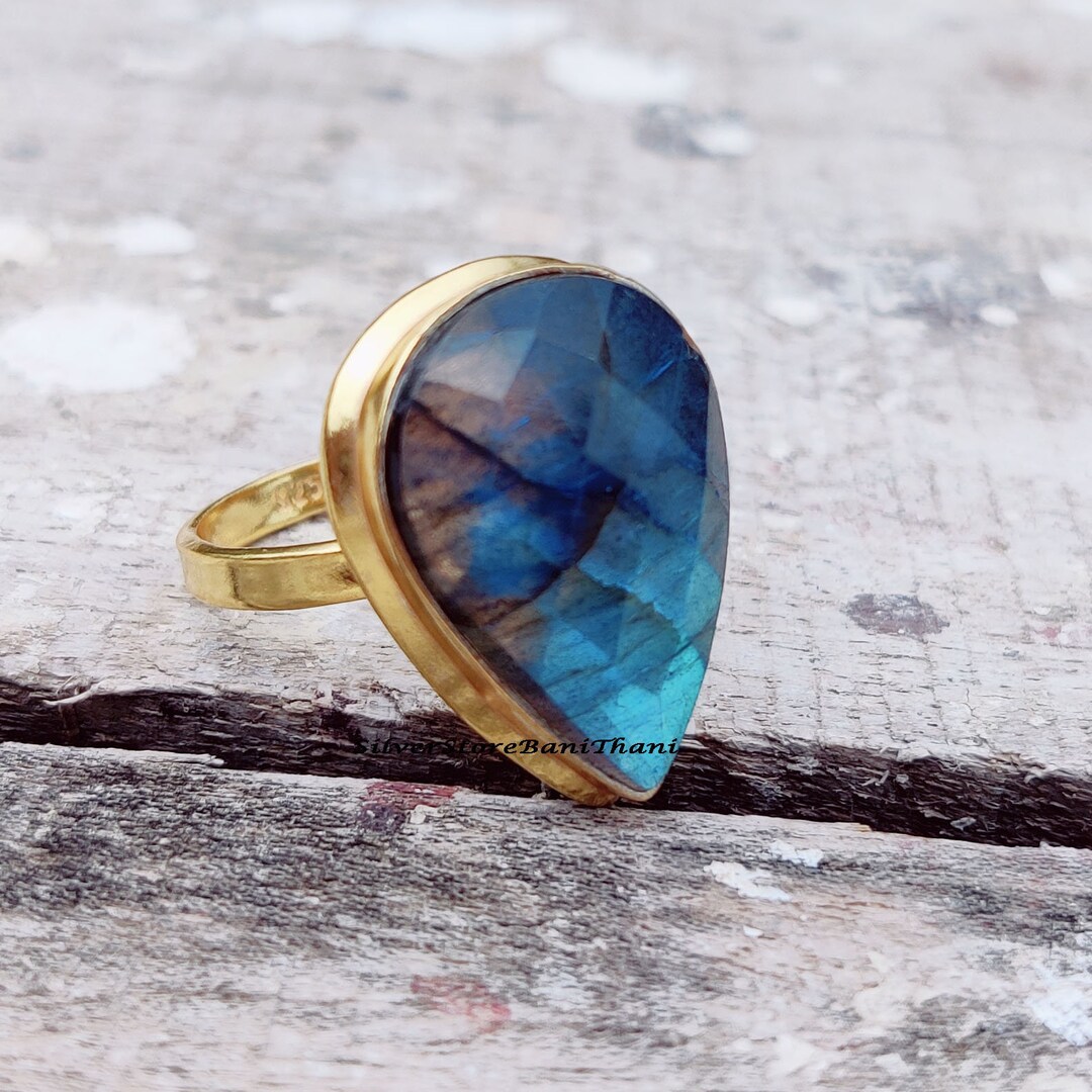 Boho Labradorite Ring: Handmade 18k Gold Plated Sterling Silver - Etsy