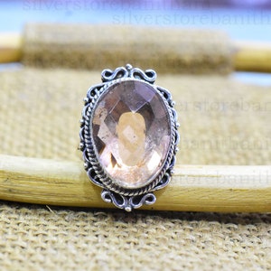 Handmade Smoky Quartz Ring: 925 Sterling Silver Band Ring