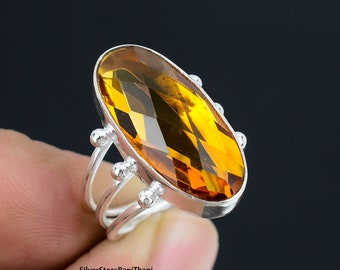 Handcrafted Citrine Ring: 925 Sterling Silver Gemstone