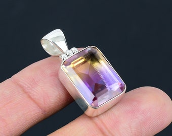 Handmade Ametrine Pendant: 925 Sterling Silver Statement Necklace