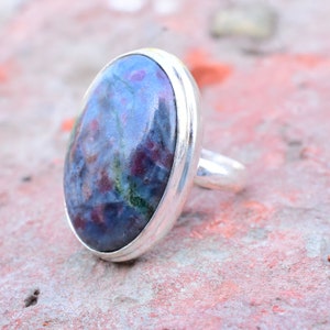 Beautiful Natural Ruby in Kyanite Ring 925 Sterling Silver Ring, Handmade Ring, Beautiful Ring, Etsy Ring, Gamestone Ring