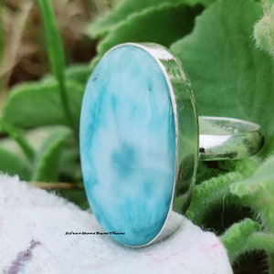 Genuine Larimar Ring, 925 Sterling Silver Ring, Handmade Jewelry, Wedding Jewelry ,Natural Ring, Silver Jewelry ,Dainty Ring, Gift For Her